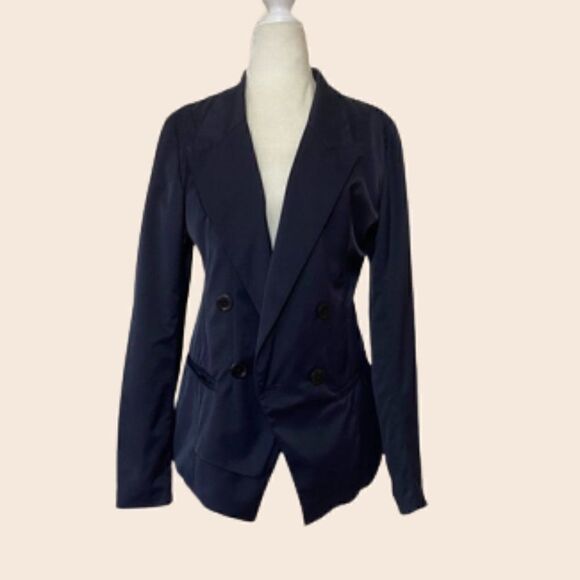 Theonne Navy Double Breasted Blazer Size Small - Picture 2 of 11